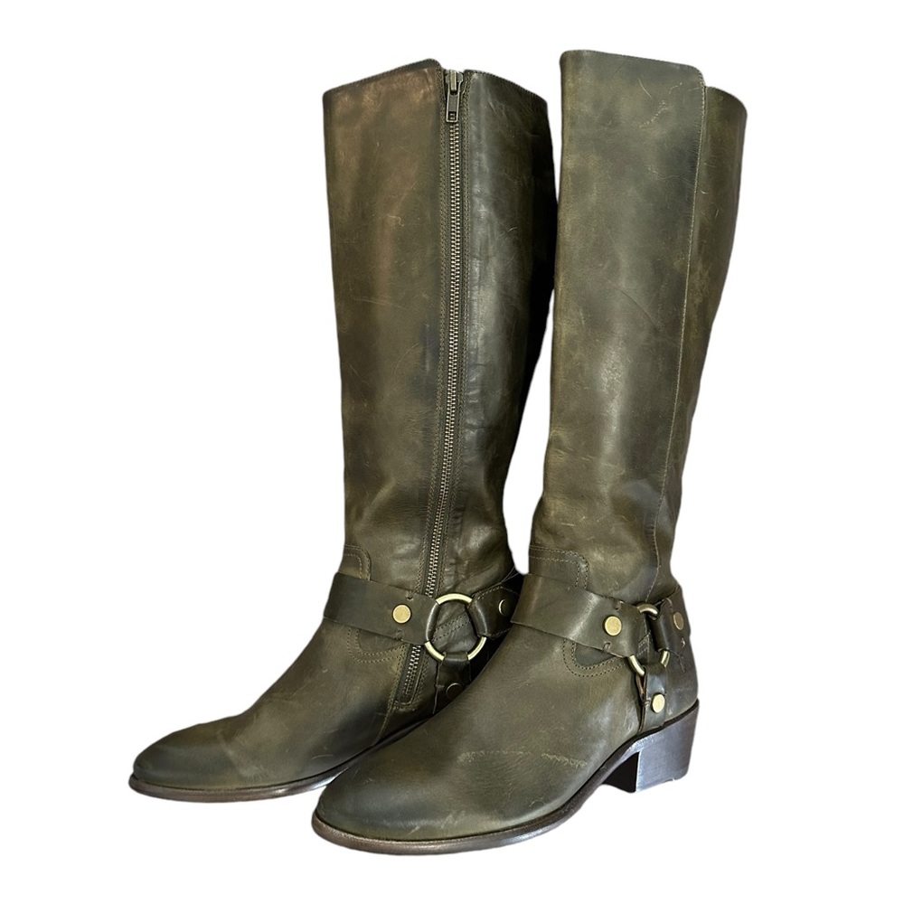 Frye Carson Harness Tall Leather Riding Boots Size 9
